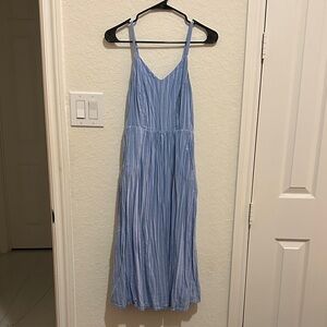 Old Navy Light Blue Striped Midi Dress